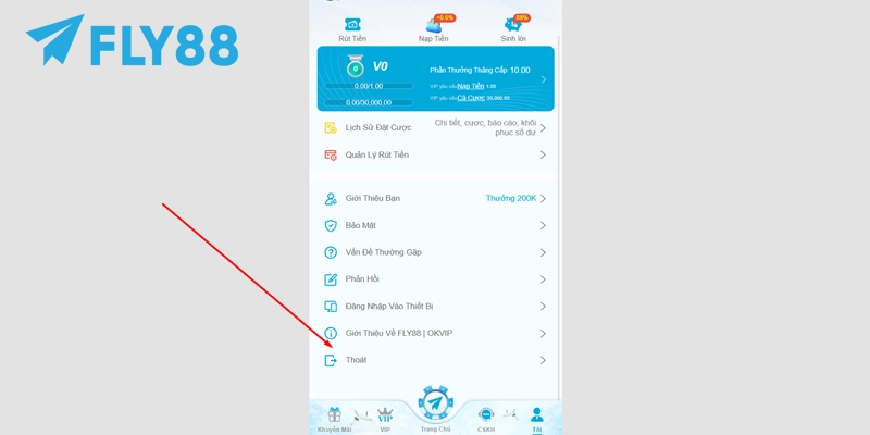 Đăng Nhập FLY88: Hướng Dẫn Truy Cập Link Chính Thức 2026 14 Vào trang cá nhận FLY88 và bấm thoát